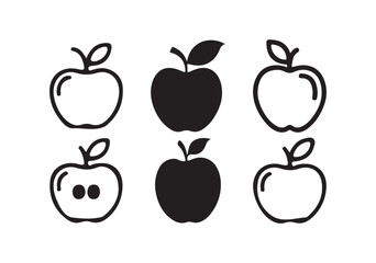 Apple icon set. Apple vector silhouette. apple fruit with leaf flat icon, vector illustration eps10.