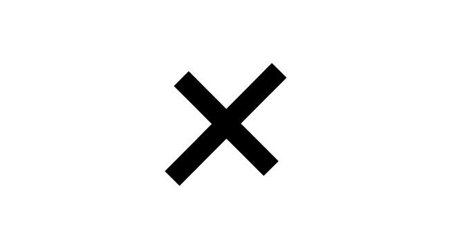Black cross sign isolated on transparent background, a symbol of wrong, error, cancel, and prohibition, indicating a negative or incorrect choice