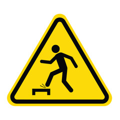 Cautionary symbol person stepping on raised surface warning sign on transparent background safety alert