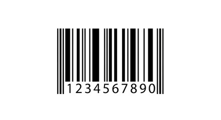 Simple barcode with numbers for product identification isolated on transparent background, a common symbol used in retail and industry for scanning and tracking
