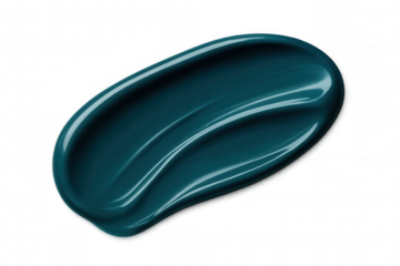 Glossy teal paint spreading vivid color, transparent background enabling seamless design integration across creative applications