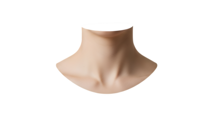 Closeup of a womans neck isolated on transparent background, showcasing the smooth skin and delicate contours of the human body in a frontfacing view, emphasizing health and beauty