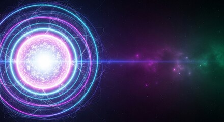 Obraz premium Cosmic Energy Sphere - Vibrant Glowing Rings and Rays.