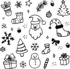  Christmas Festive Icon, Santa Hats, Christmas Tree File,Sunflakes