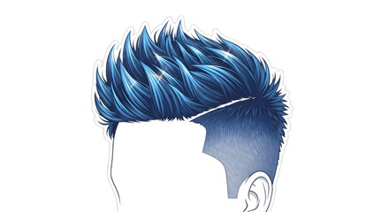 Stylish blue hairstyle isolated on transparent background, showcasing a modern and fashionable cut for men, perfect for trendy and attractive looks