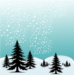 Obraz premium Vector illustration. Flat winter landscape. Simple snowy .eps