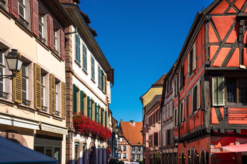Fototapeta premium Colorful Half-Timbered Houses in Ribeauville, Alsace, France