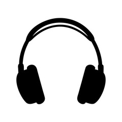 Stylized black silhouette of over ear headphones on a white background