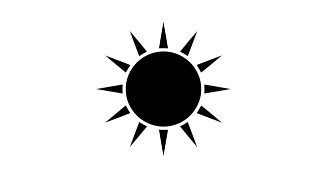 Black sun with sharp rays, isolated on transparent background, a celestial body radiating light and warmth, symbolizing energy and life, a simple yet striking design element for various applications - Powered by Adobe