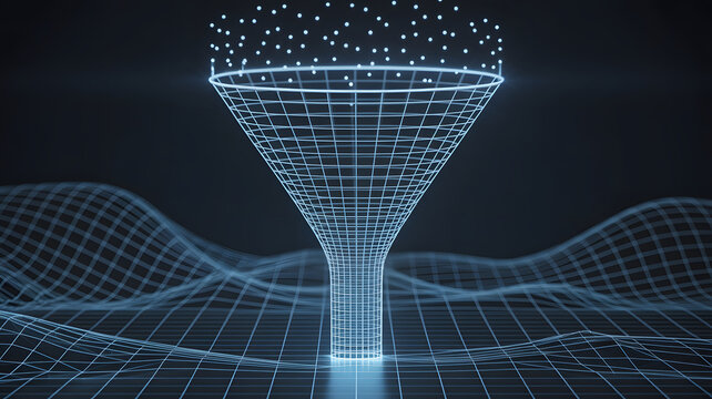 Digital data funnel processing information flow