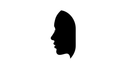 Elegant silhouette of a womans face in profile isolated on transparent background, a beautiful and stylish portrait, a symbol of beauty, fashion, and elegance in vector art