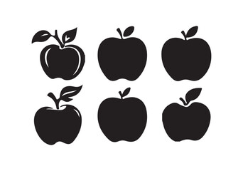 Apple icon set. Apple vector silhouette. apple fruit with leaf flat icon, vector illustration eps10.