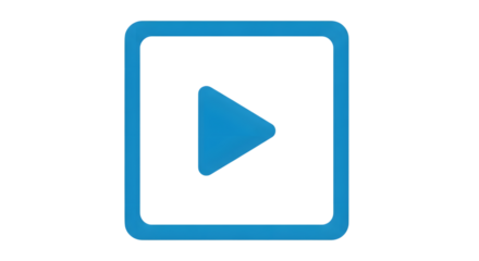 Blue play button icon isolated on transparent background, a simple and clean design for media player, video streaming, or any interactive application interface