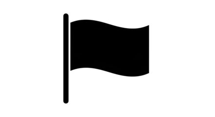 Black flag icon vector illustration isolated on transparent background a simple and minimalistic design of a flag waving in the wind, perfect for various graphic design projects