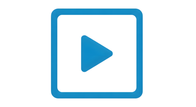 Blue play button icon isolated on transparent background, a simple and clean design for media player, video streaming, or any interactive application interface