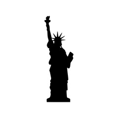 Black Silhouette of the Statue of Liberty Against a White Background
