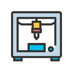 Vector art of 3d printer icon representing modern technology and innovation in manufacturing and design processes for creating prototypes