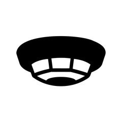 Black silhouette of a smoke detector on a white background illustration
