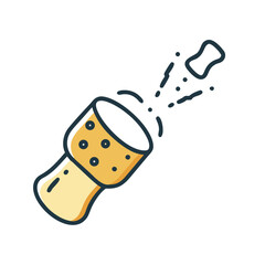 Vector art of champagne cork popping, a symbol of celebration, party, and fun for new year and holiday events