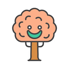 Vector art of a cheerful cartoon tree with a smiling face, perfect for childrens illustrations and naturethemed designs