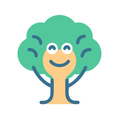 Vector art of a cute cartoon tree with a happy face, perfect for childrens illustrations and naturethemed designs