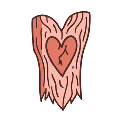 Vector art of pastel heart carved in tree trunk, a symbol of love and nature, perfect for valentines day and romantic designs
