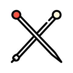 Vector art of two sewing pins crossed, , a minimalist and colorful illustration of a common tailoring tool for dressmaking