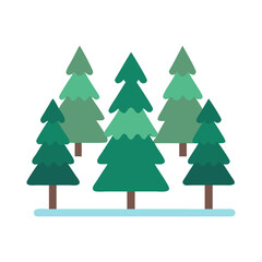 Illustration of a forest with pine trees and snow, , perfect for winter, christmas, and naturethemed designs