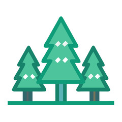 Fototapeta premium Vector art of three green trees, a simple and clean illustration for nature, environment, and outdoor concepts