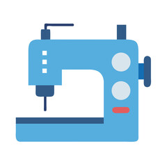Illustration of a blue sewing machine, a tool for stitching fabric