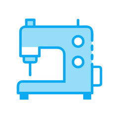 Illustration of a blue sewing machine, a tool for stitching fabric