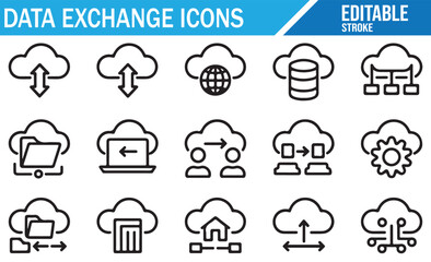 Network Data Transfer Icons in Cloud Infrastructure