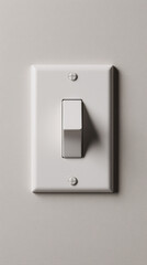 White light switch on pale gray wall background modern minimal home interior detail