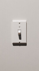 White light switch on pale gray wall background modern minimal home interior detail