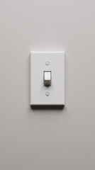 White light switch on pale gray wall background modern minimal home interior detail