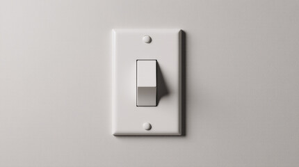 White light switch on pale gray wall background modern minimal home interior detail
