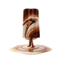 Melting chocolate and vanilla swirl popsicle, ideal for summer dessert menus, sweet treat advertisements, food packaging design, or refreshing social media content.