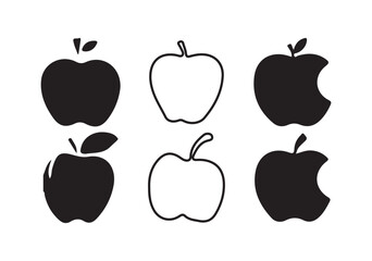 Apple icon set. Apple vector silhouette. apple fruit with leaf flat icon, vector illustration eps10.
