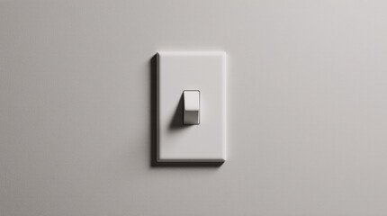Fototapeta premium White light switch on pale gray wall background modern minimal home interior detail
