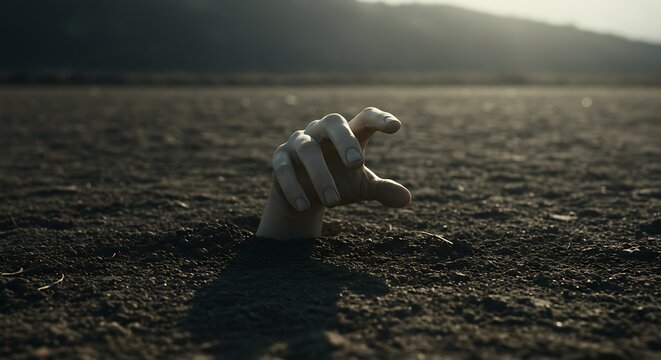 Desperate Reach for Salvation: A Symbolic Image of Struggle and Despair in Barren Land
