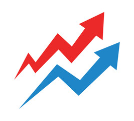 Two upward-trending arrows showing growth and progress