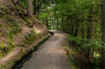 The waal-system to carry the water to the orchards in the mountains near Meran in South Tirol