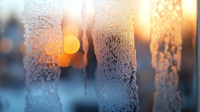 Smooth frosted glass texture with warm light bokeh reflection - Powered by Adobe