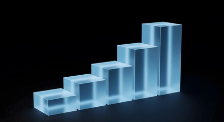 Ascending blue acrylic blocks representing growth and progress