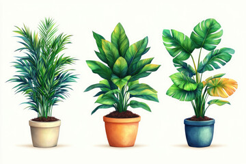 Obraz premium Minimalistic Plant Banner Featuring Snake and Monstera Plants