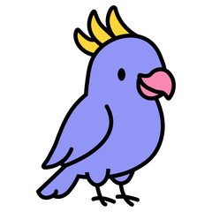 Colorful cartoon bird with a bright yellow crest and playful expression in a whimsical style suitable for children