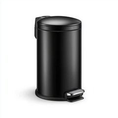 Sleek black pedal trash can with lid and step mechanism for kitchen