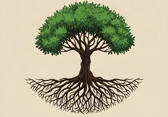 Naklejka premium Tree of Life with Strong Roots Illustration
