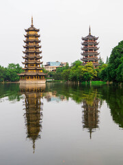 The Sun and Moon Pagodas, Guilin, China