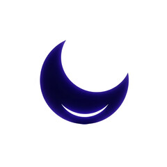 Sleepy crescent moon icon in dark blue, perfect for children's apps, bedtime stories, nursery decor, and wellness branding. Ideal for 'good night' messages or dream-related designs,